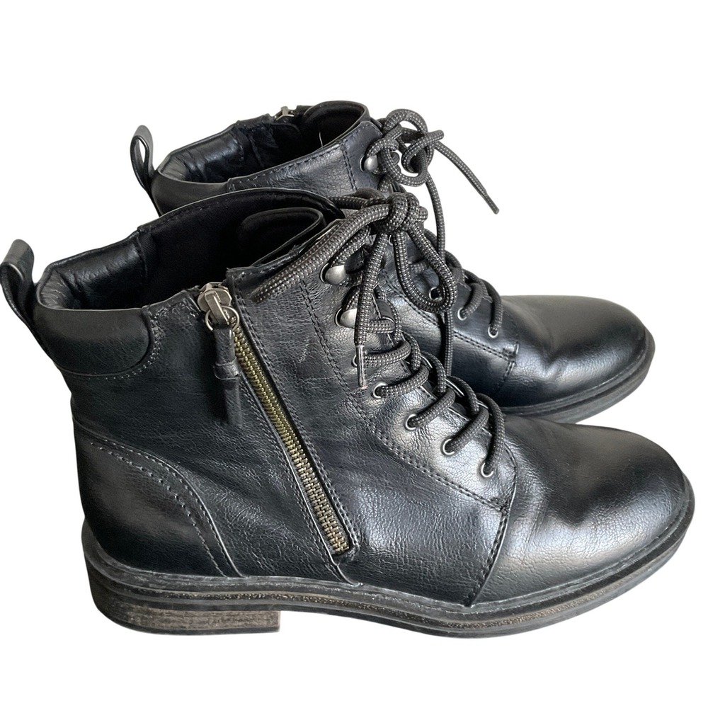 Baretraps Amy Sue Women Black Lace Up Combat Boots Side Zip BTF20-10870-008 9.5